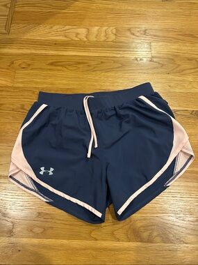 Under Armour Navy Athletic Shorts with Light Pink Trim